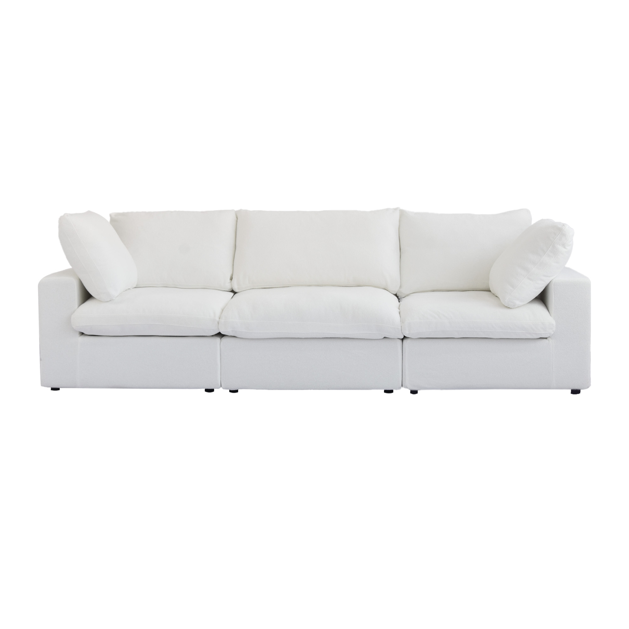 Sky Cloud | 120.45″ Linen Sectional Sofa 3-Seater Removable Cover