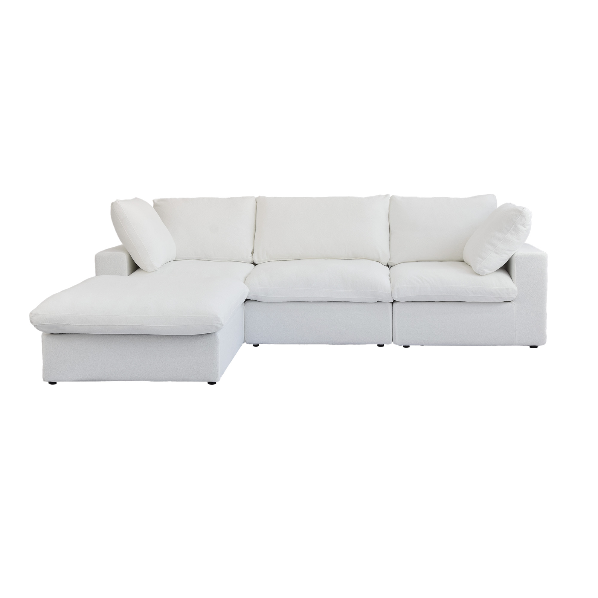 Sky Cloud | 120.45″ Sectional Sofa L-Shaped with Ottoman Removable Sofa Cover