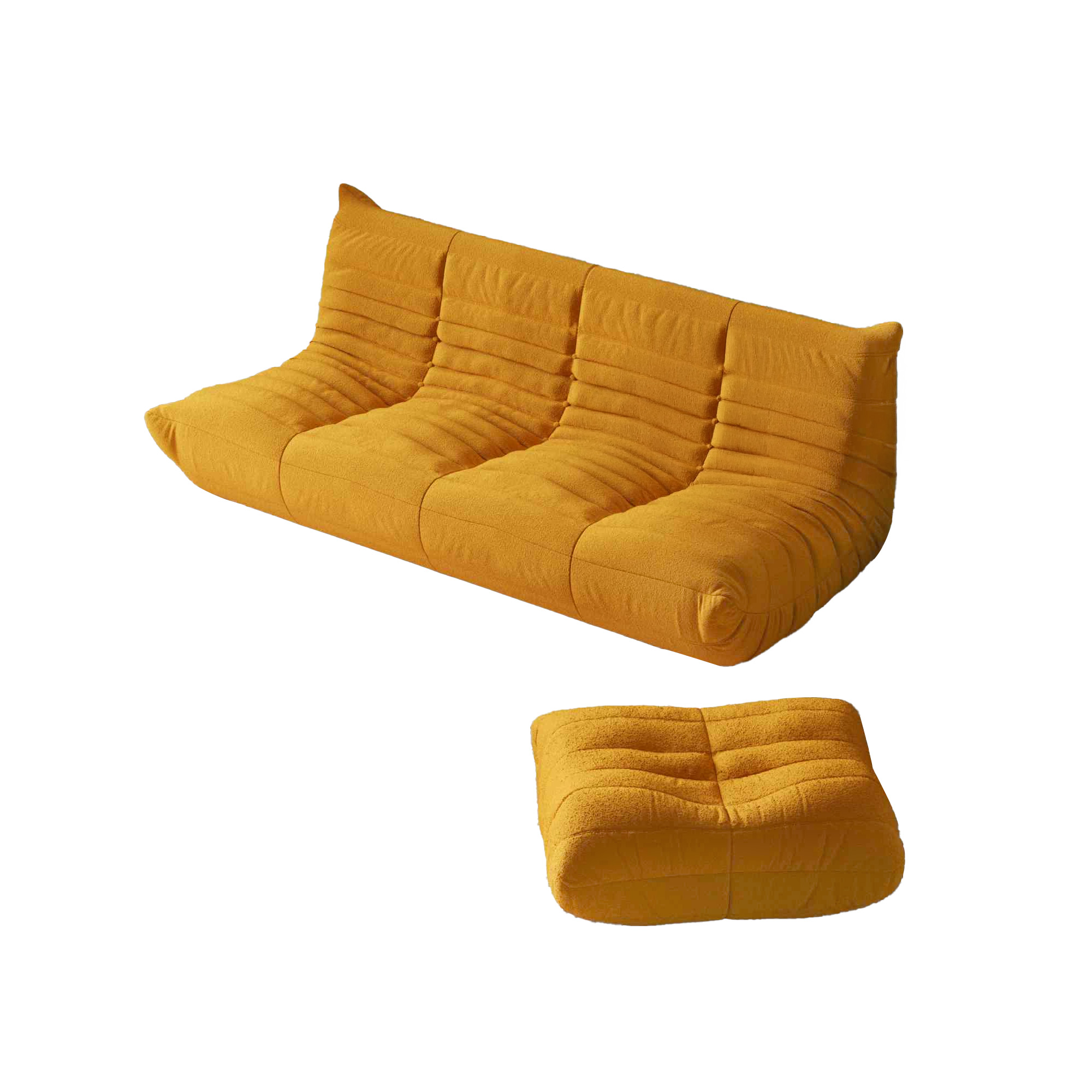 Caterpillar | Floor Sofa-3 Seater Couch with One Ottoman