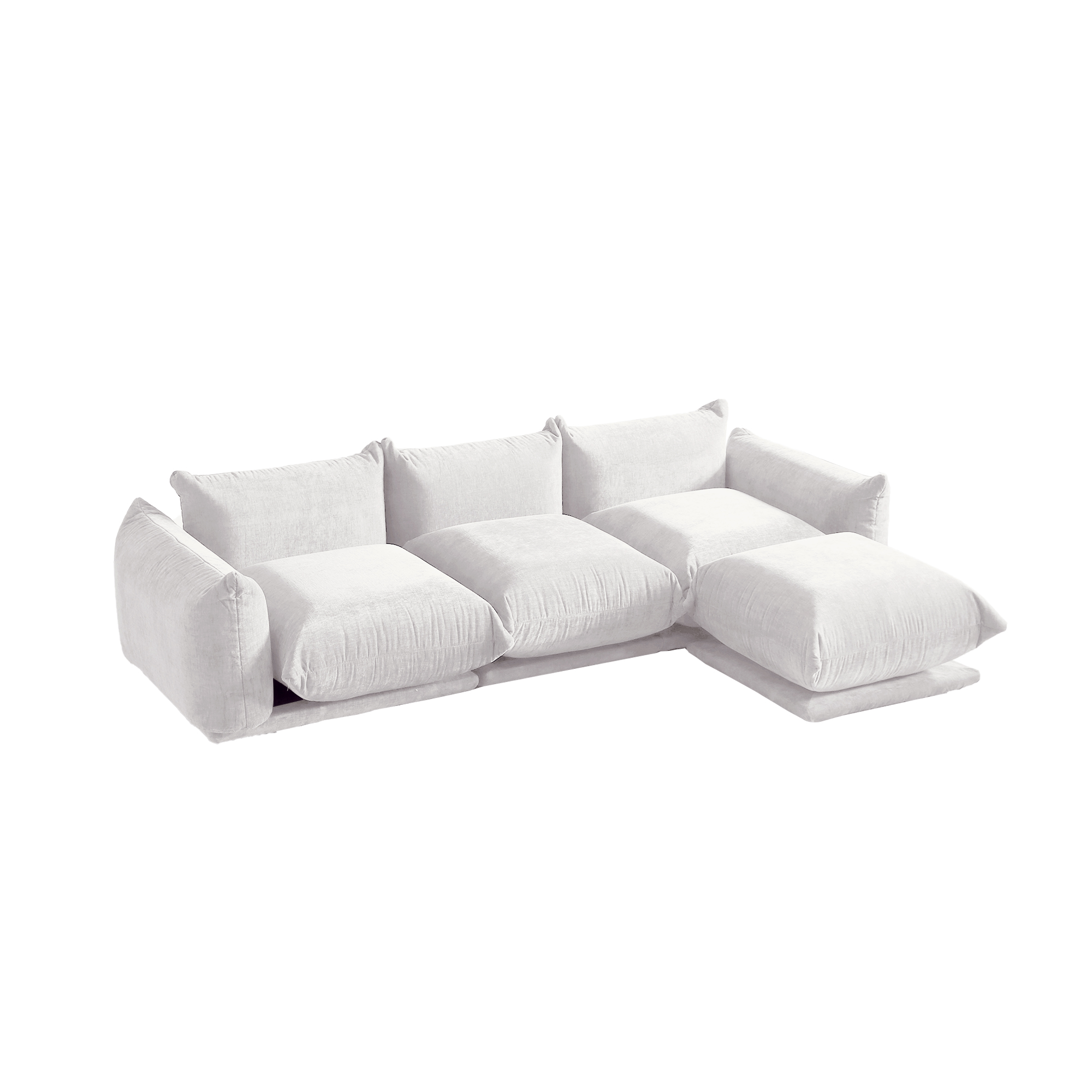 Urban | 103.93″  L-Shaped Sectional Chenille Sofa Lounge Set With Ottoman