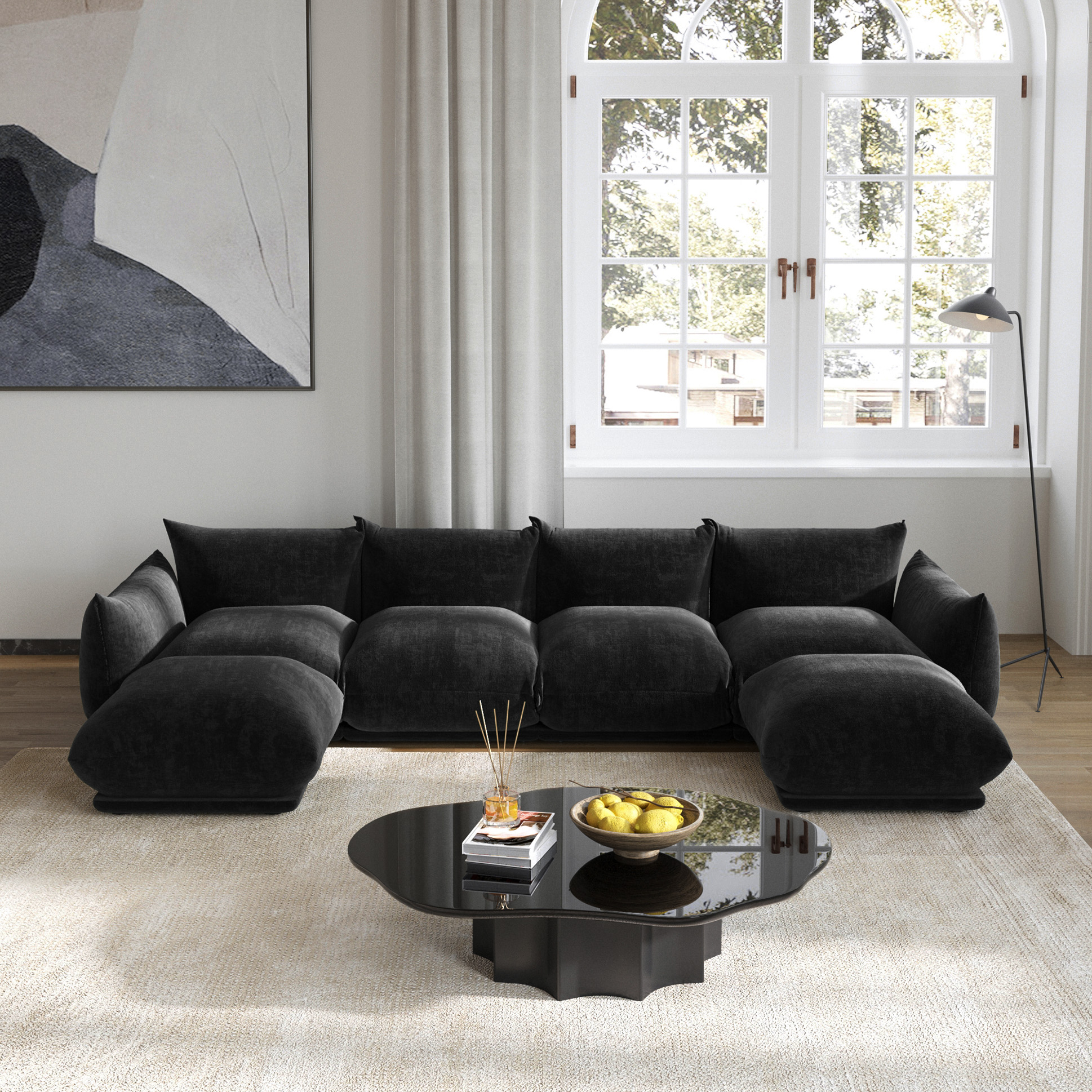 Urban | 130.7″ Chenille Floor Sofa Sectional Sofa Lounge Set U-Shaped