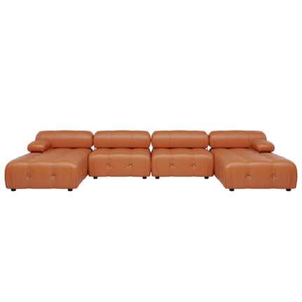 Lusso | 138.60″ U-Shaped Leather Sectional Sofa Lounge With 2 Ottomans