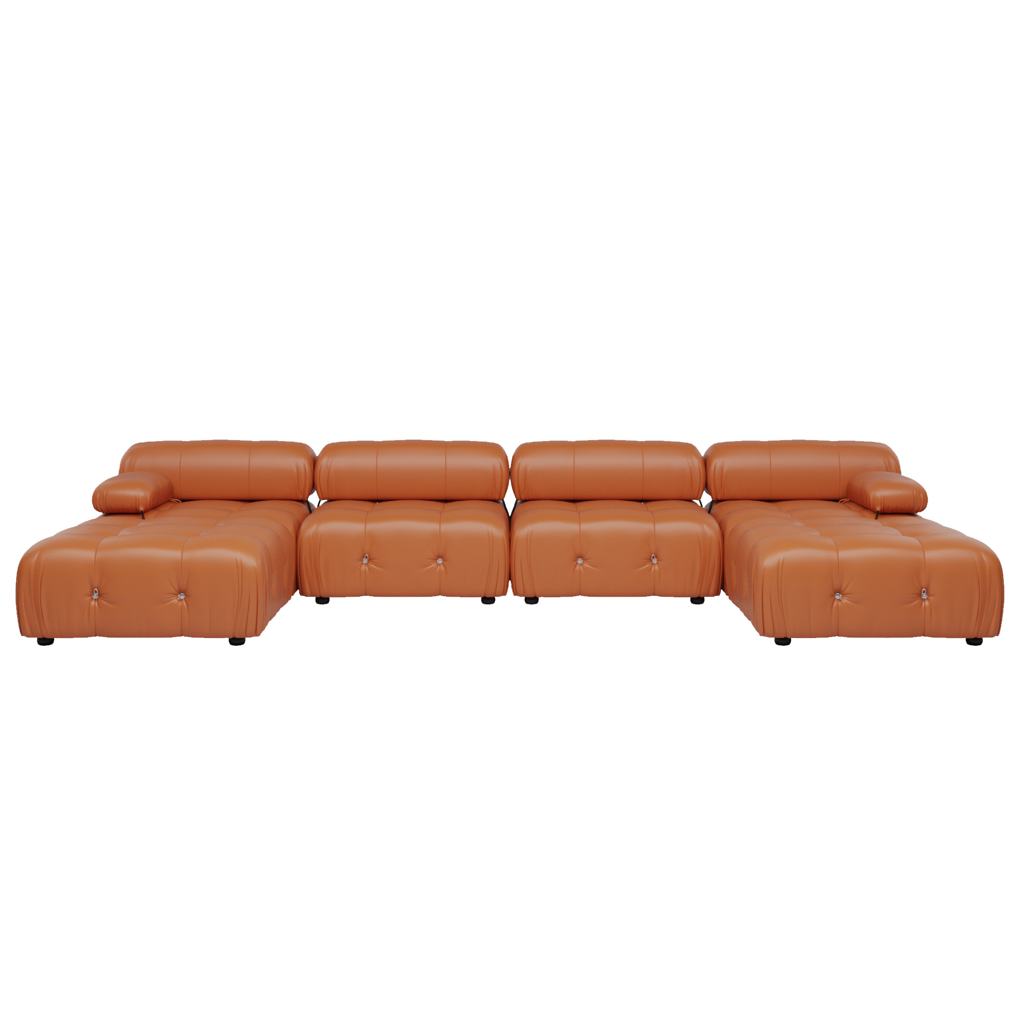 Urban Classic | 138.60″ U-Shaped Leather Sectional Sofa Lounge With 2 Ottomans