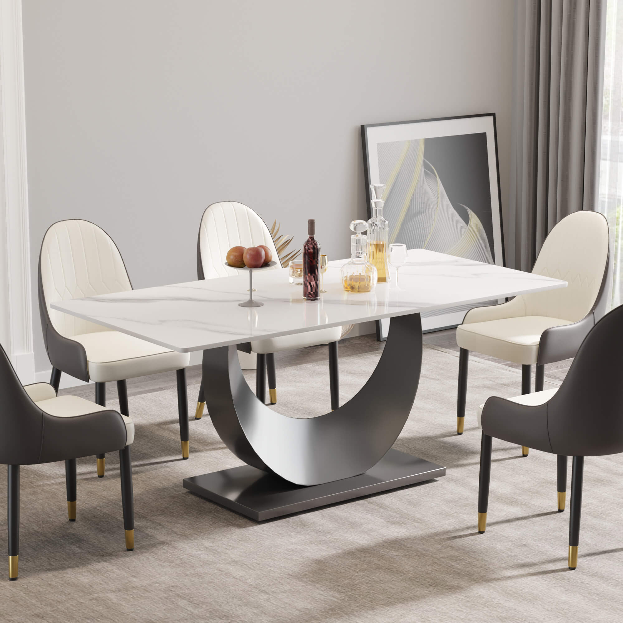 Mezzaluna 63-70.84 Inches Dining Table