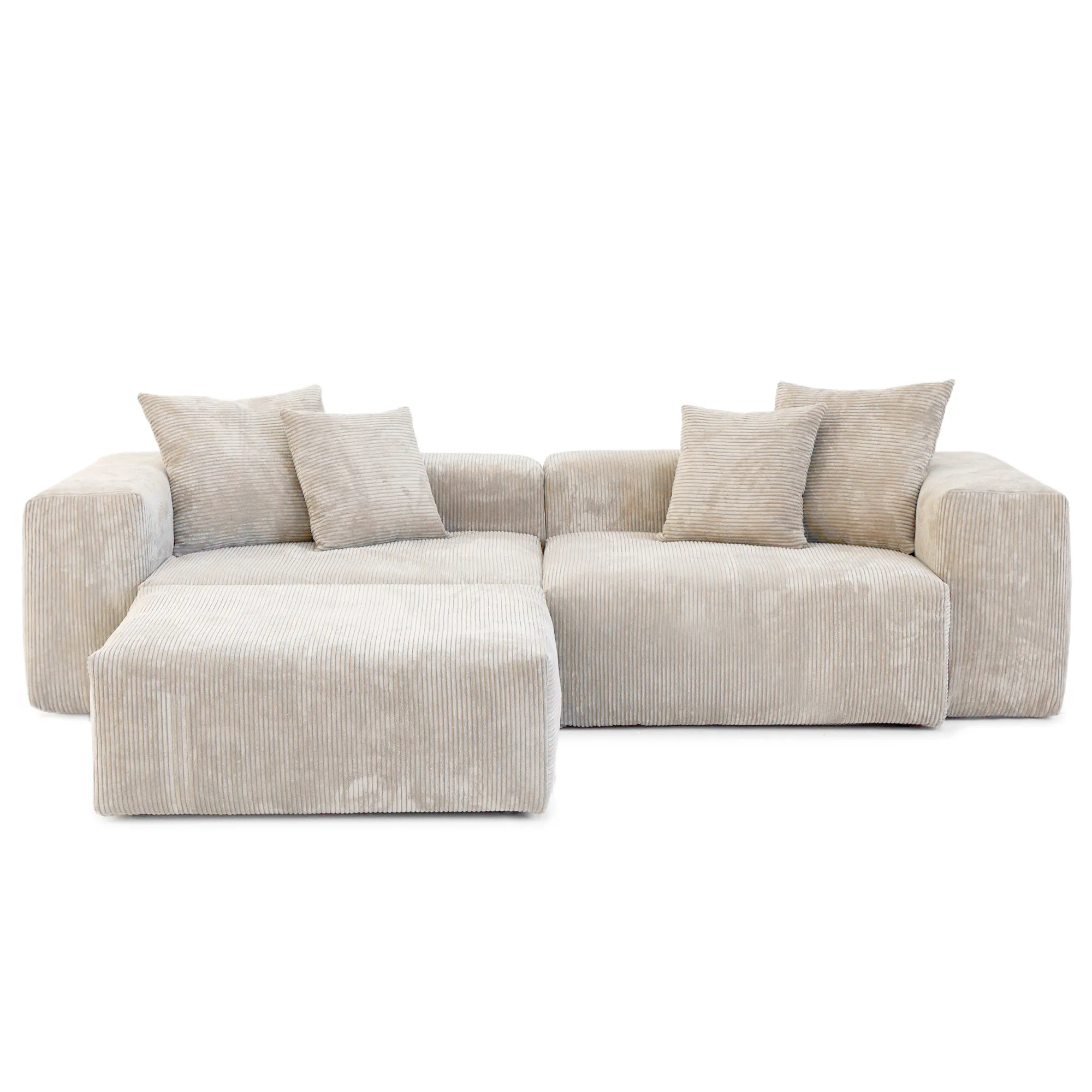 Comfort Elegant 102-Inch Corduroy L-Shaped Sectionals 3-Seaters