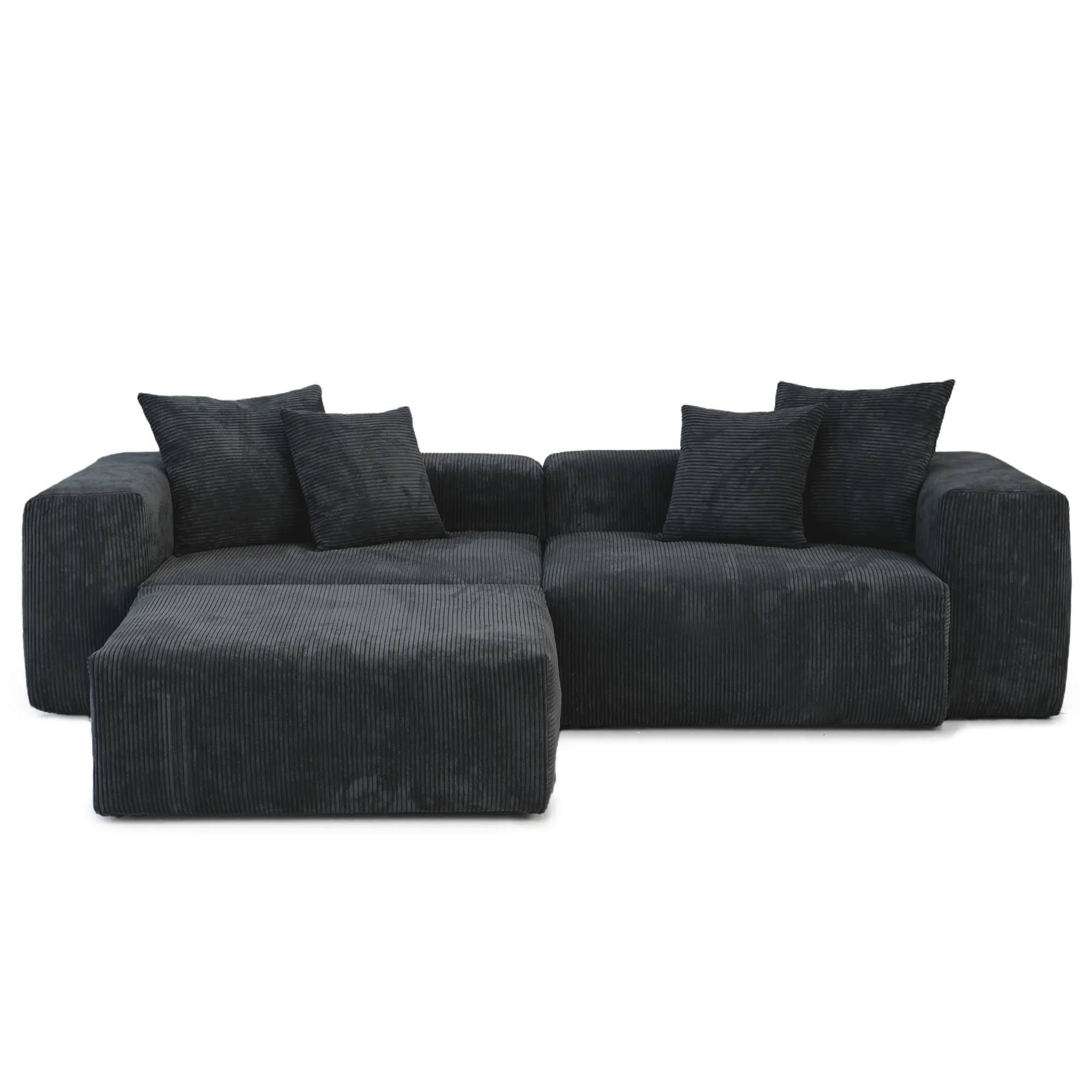 Comfort Elegant 102-Inch Corduroy L-Shaped Sectionals 3-Seaters