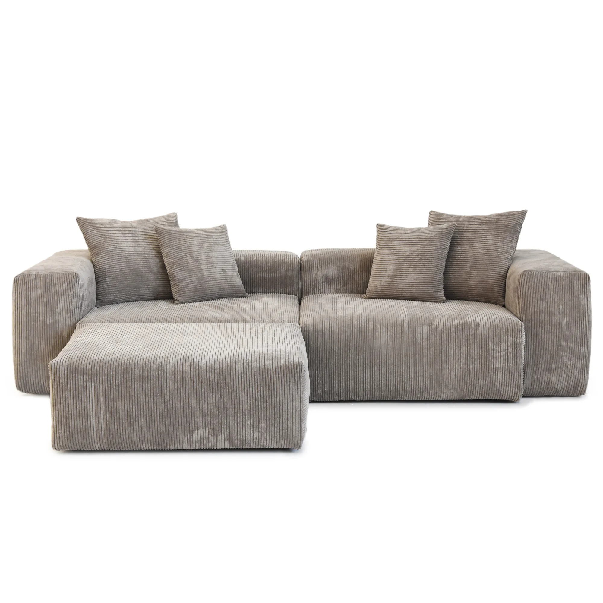 Comfort Elegant 102-Inch Corduroy L-Shaped Sectionals 3-Seaters