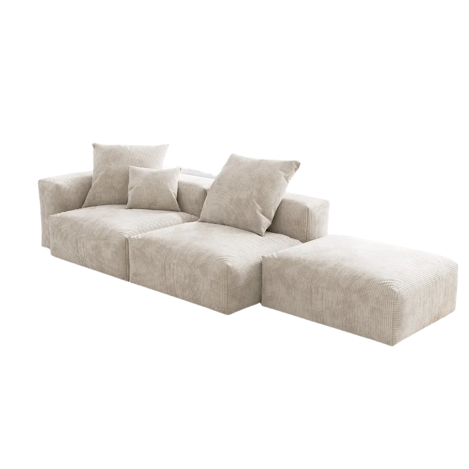 Comfort Relaxation Corduroy Chaise Sectionals 3-Seaters