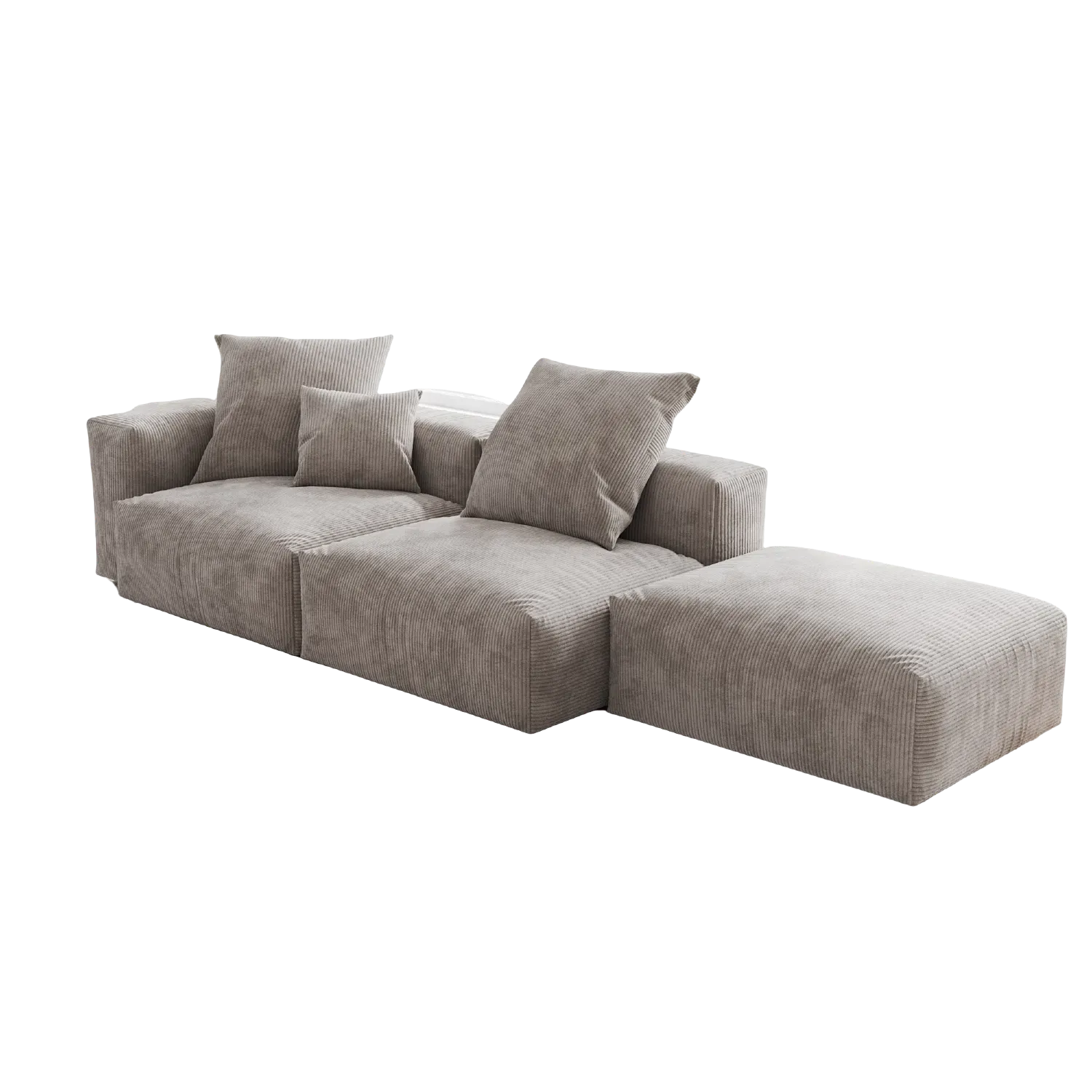 Comfort Relaxation Corduroy Chaise Sectionals 3-Seaters