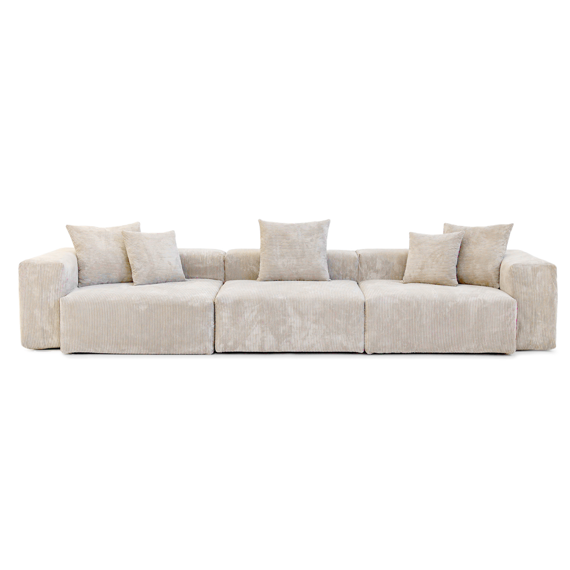 Pixel Modern | 141.73″ 3-Seater Sectional Corduroy Armrest Sofa Removable Sofa Cover