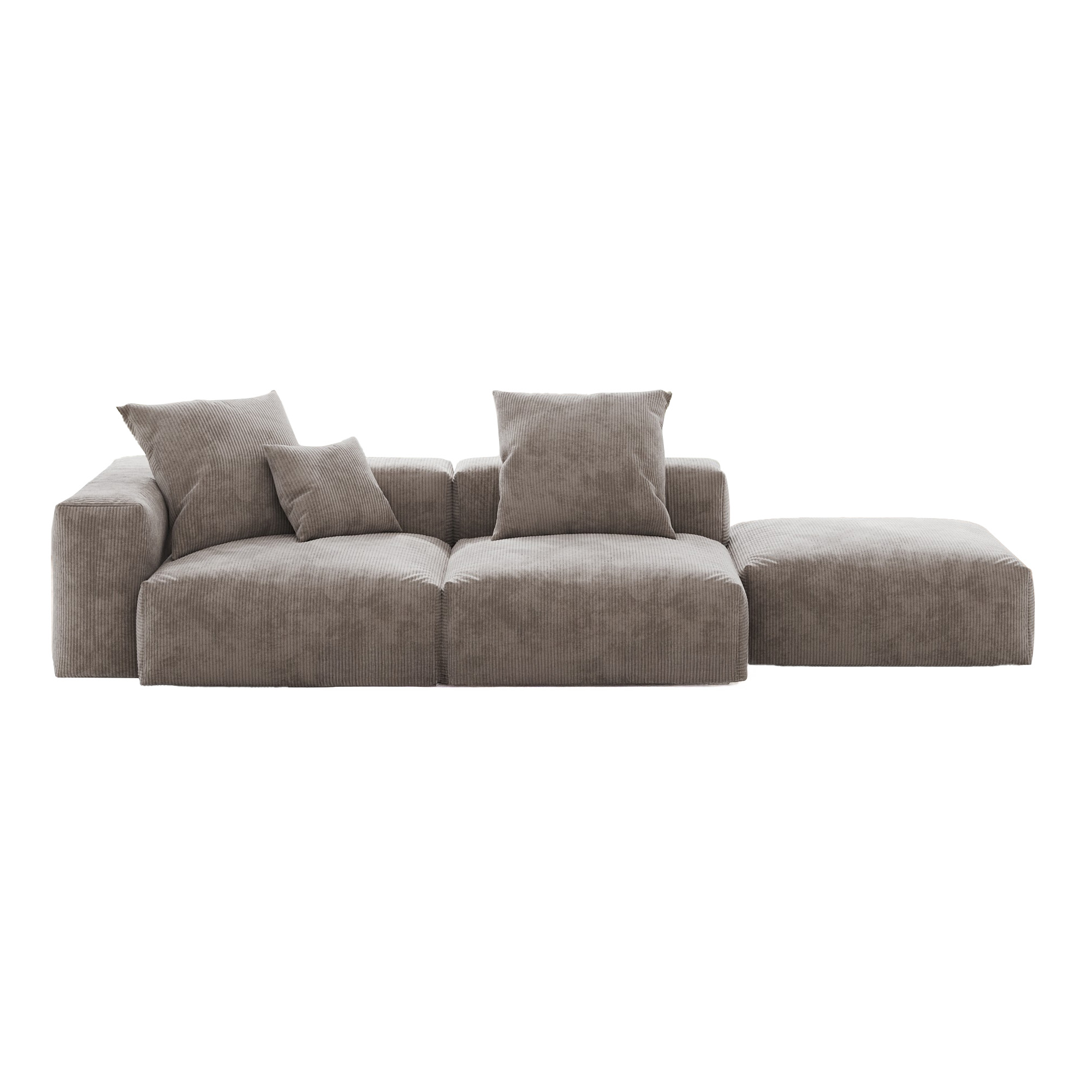 Pixel Modern | 129.92 ” Corduroy Sectional Sofa Chaise with Removable Sofa Cover