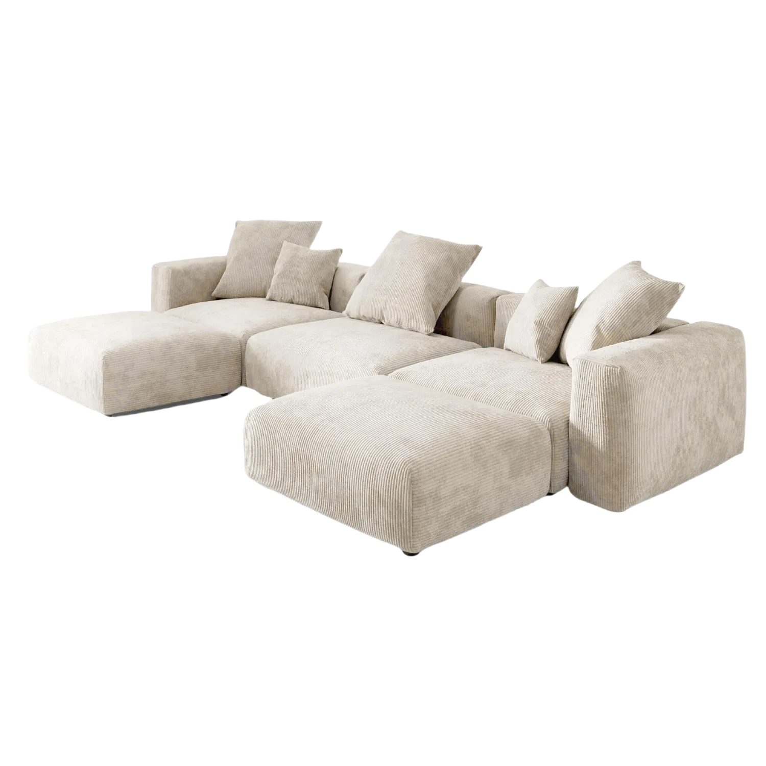 Modular Comfort 142-Inch Corduroy U-Shaped Sectionals 5-Seaters