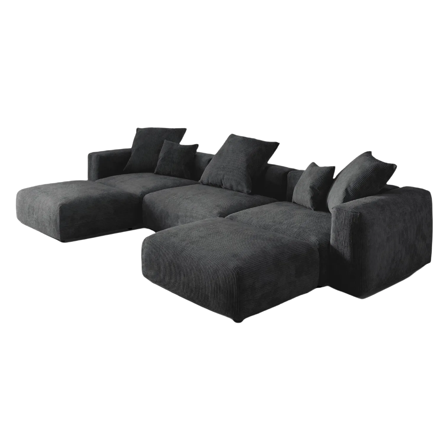 Modular Comfort 142-Inch Corduroy U-Shaped Sectionals 5-Seaters