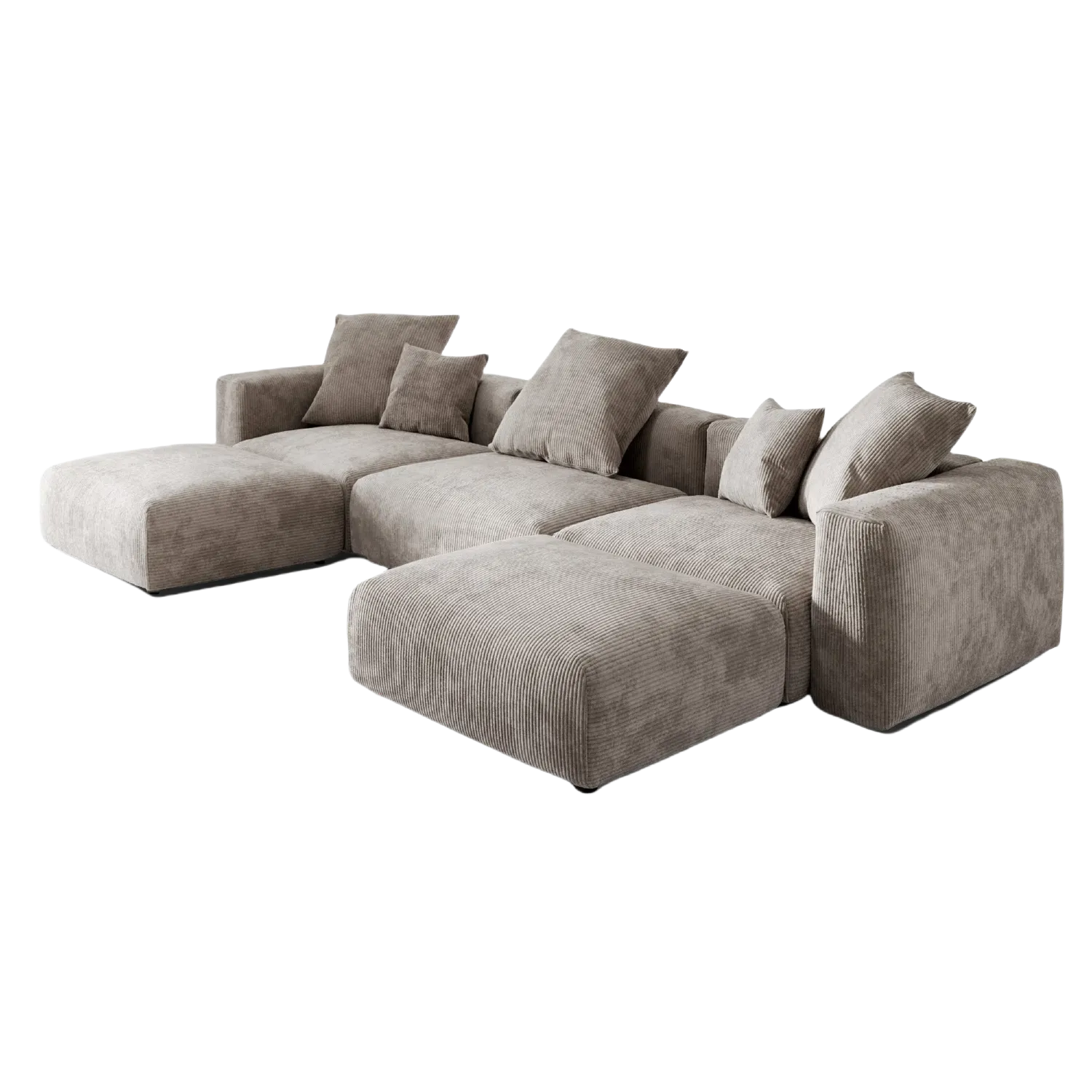Modular Comfort 142-Inch Corduroy U-Shaped Sectionals 5-Seaters