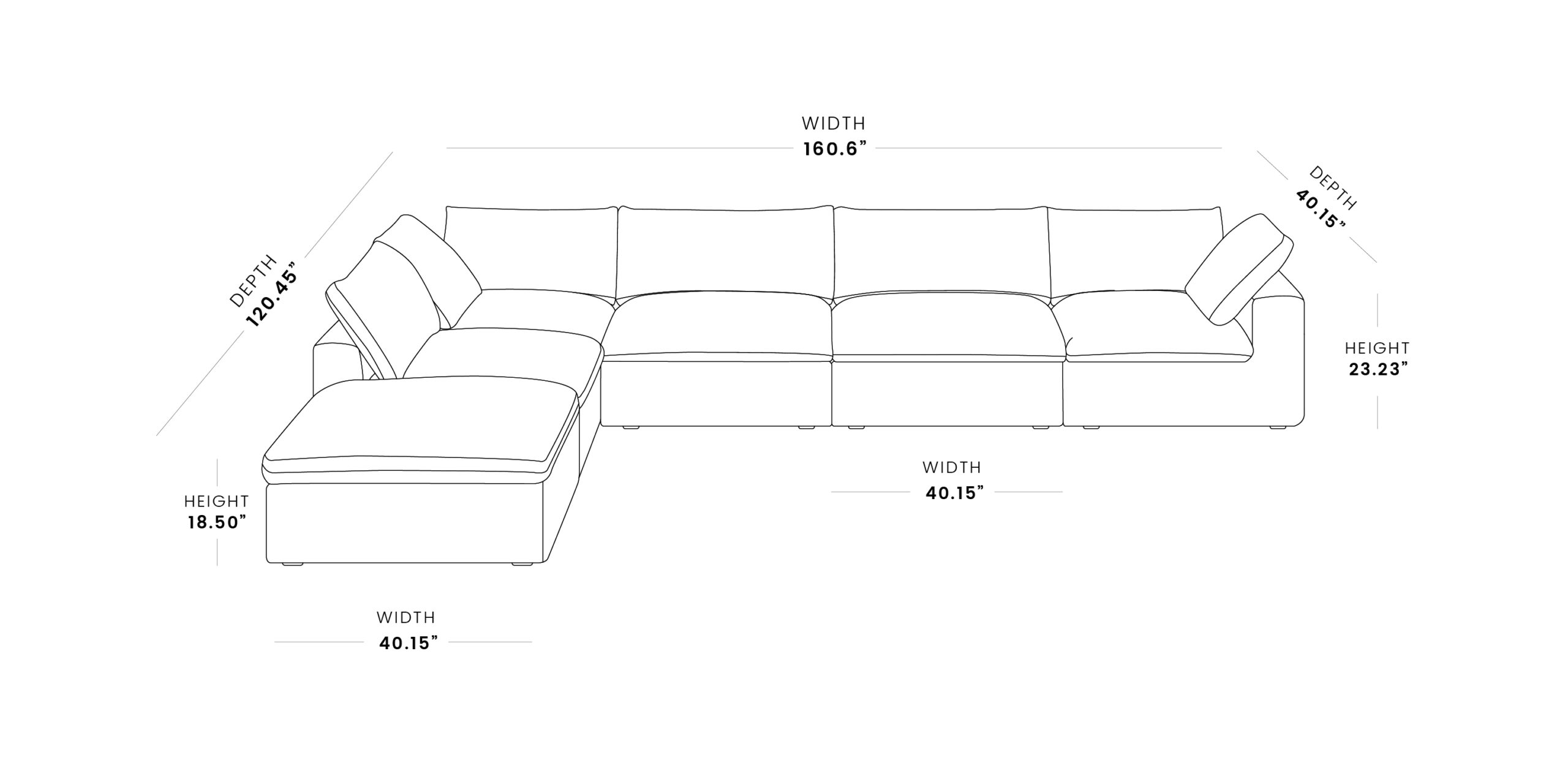 cloud sofa 160.6 inches L-shaped