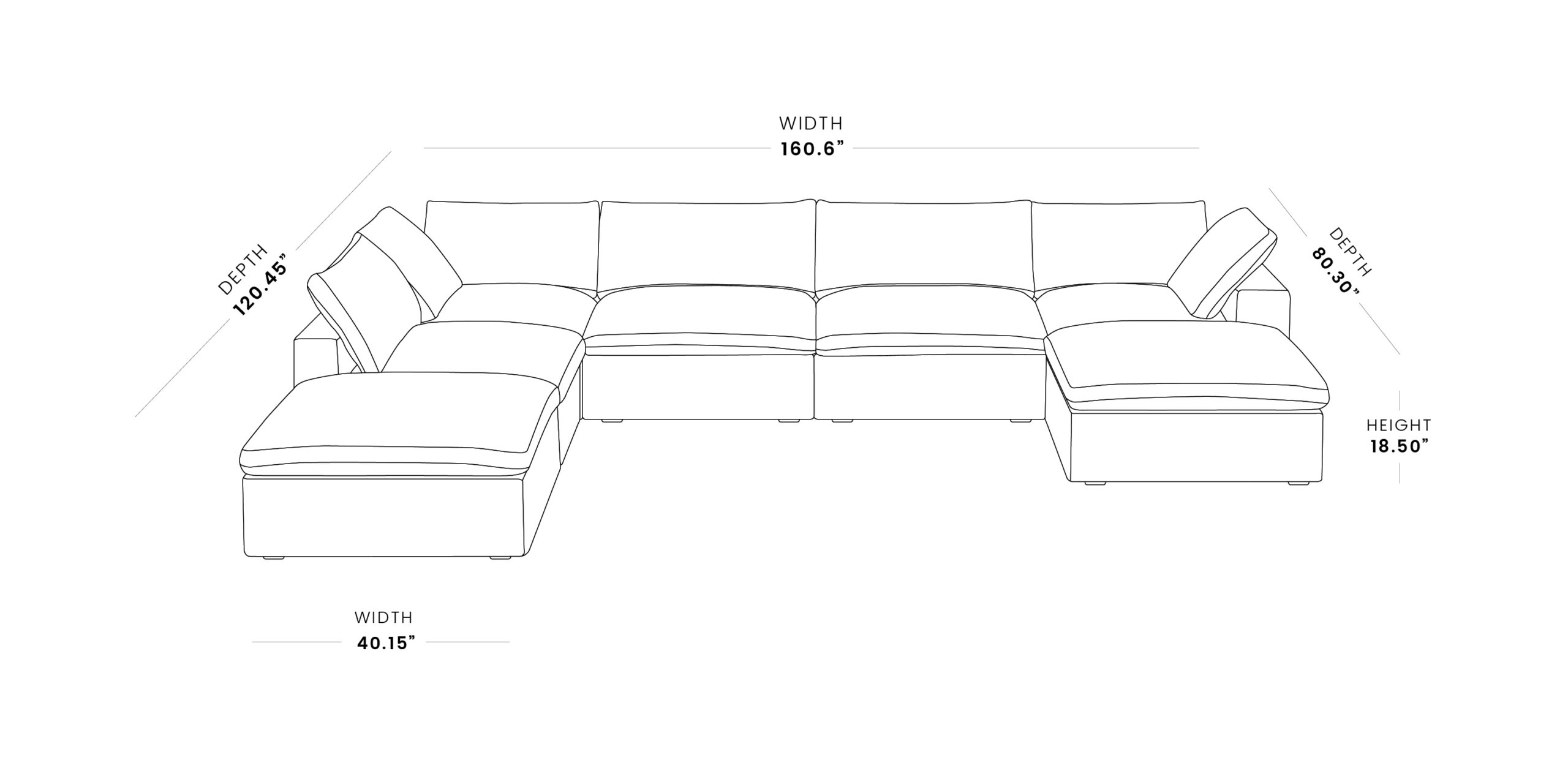 cloud sofa 160.6*120.45*18.50 inches