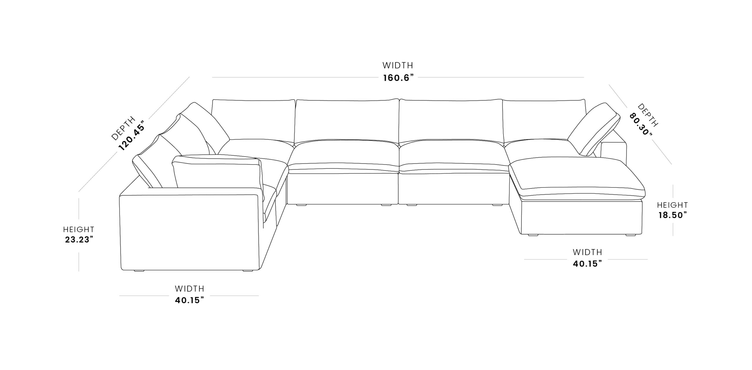 cloud sofa 160.6*120.45*23.23 inches