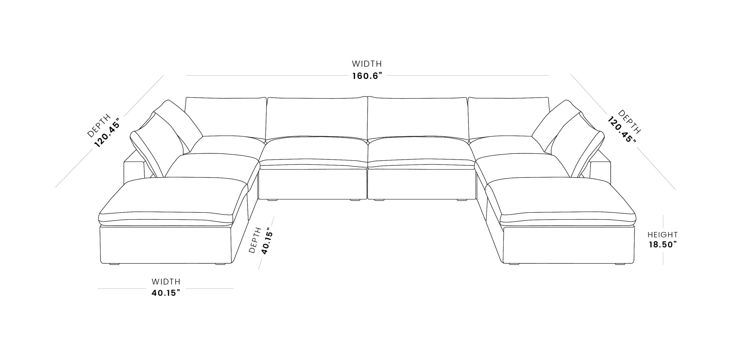 cloud sofa 160.6*120.45*23.23 inches