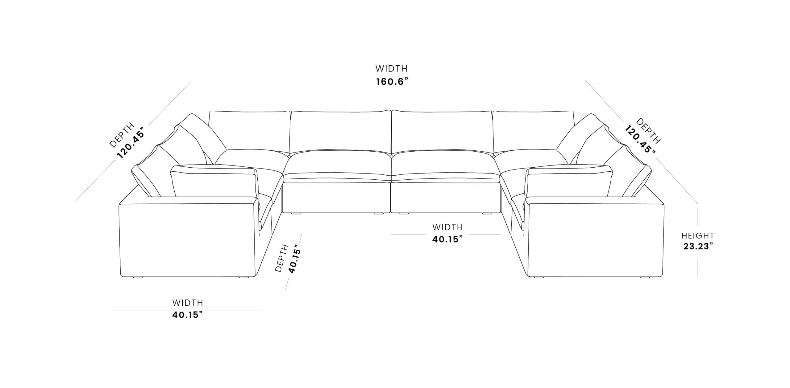 160.6" 6-Seater Corner Lounger Sectional Sofa Set