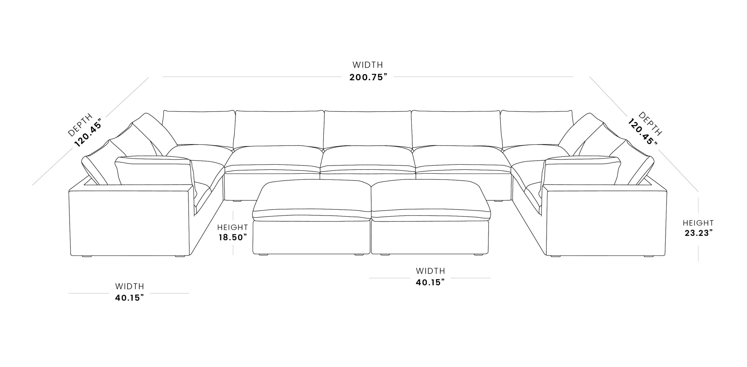 Cloud | 160.6" 9-Seater Corner Lounger Sectional Sofa Set