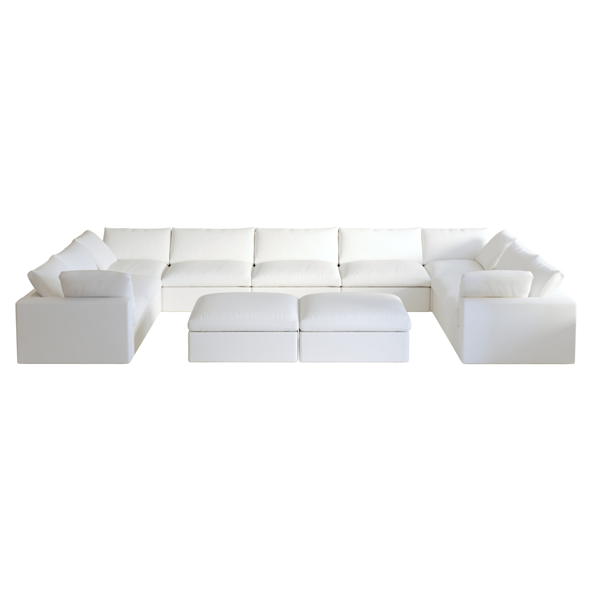 Sky Cloud | 200.75″ Sectional Modular Sofa Set 9-Seat with Double Ottoman