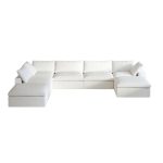 Sky Cloud Sectional Sofa | Replaceable Cover 160-Inch Linen Corner Sectionals 7-Seaters