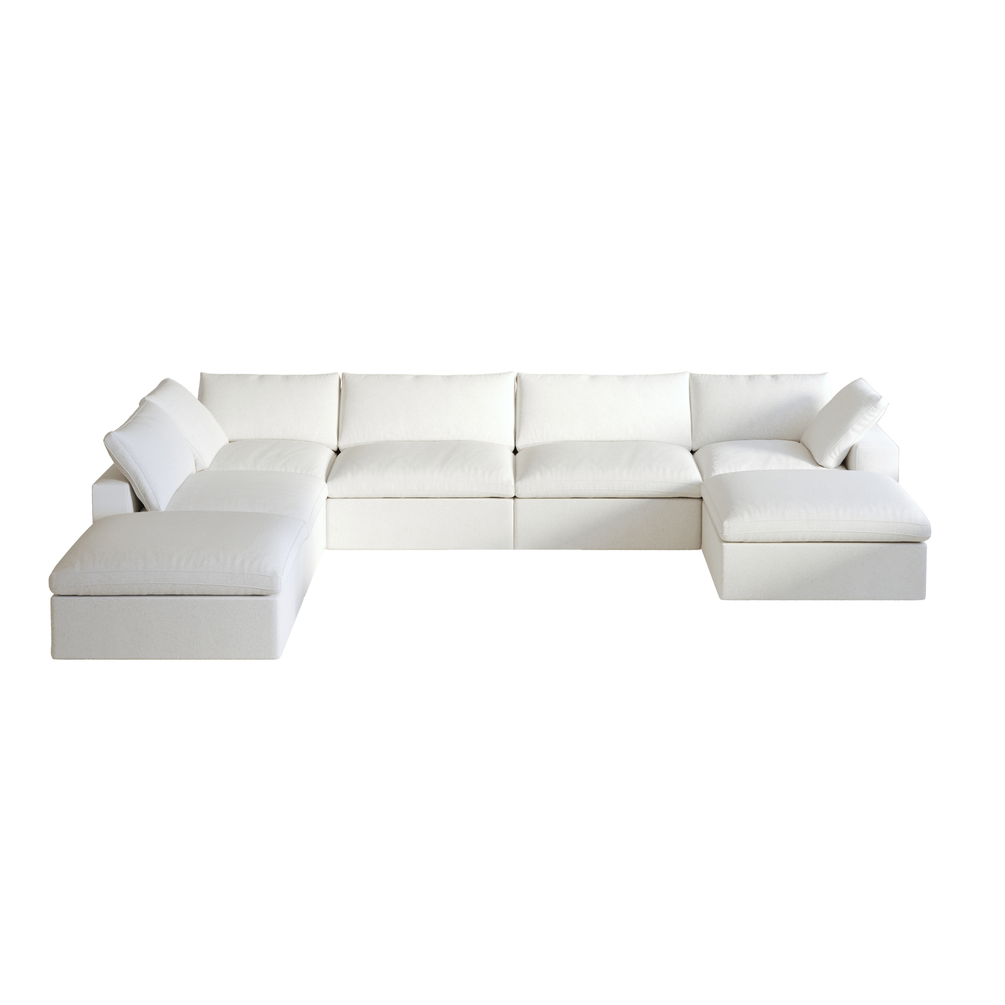 Sky Cloud | 160.6″ 7-Seat Chaise Corner Lounger Sectional Modular Sofa Set