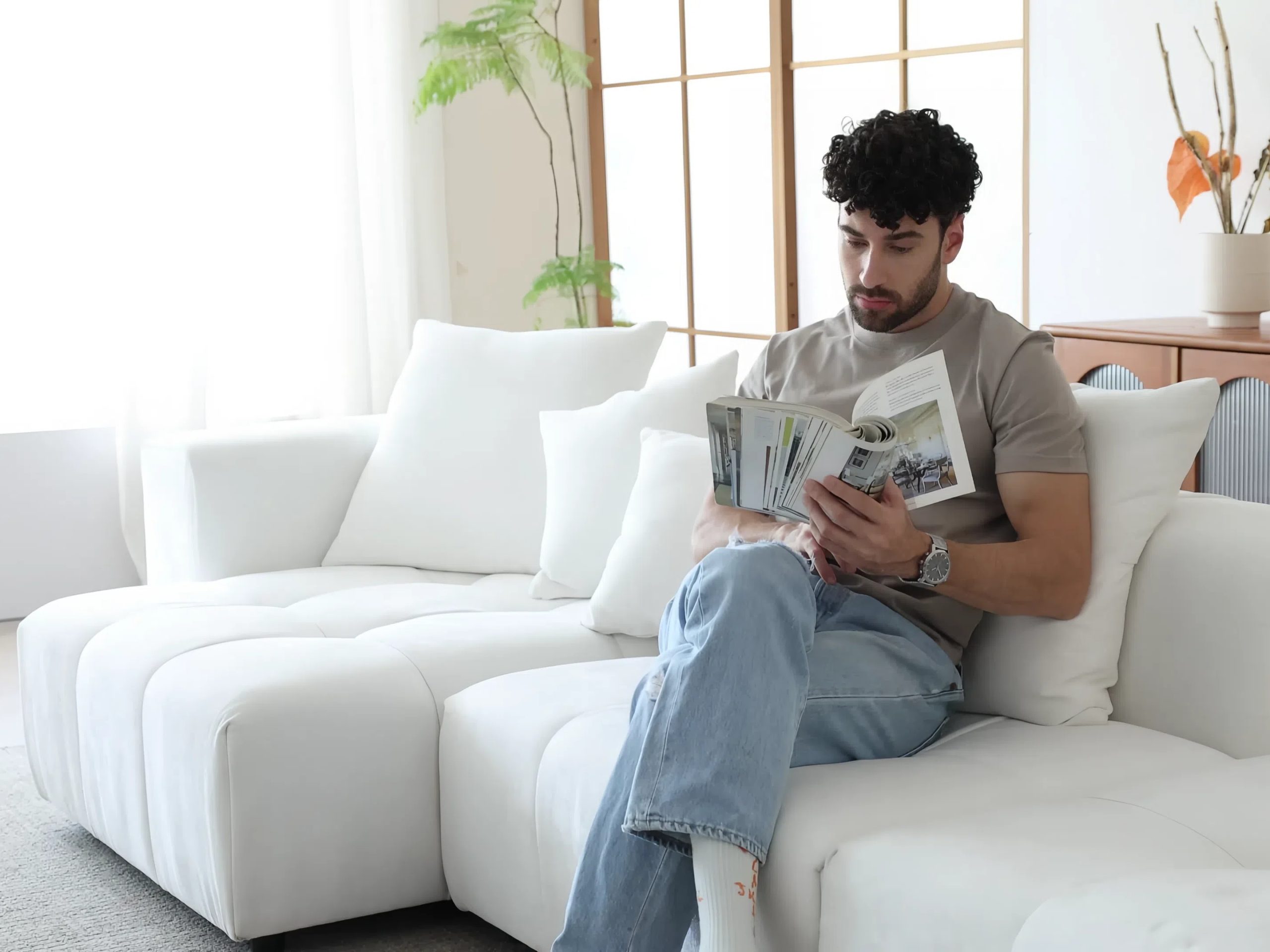 Pixel Classic Modular Sofa | 119.27″ 3-Seater Sofa Chaise Lounge