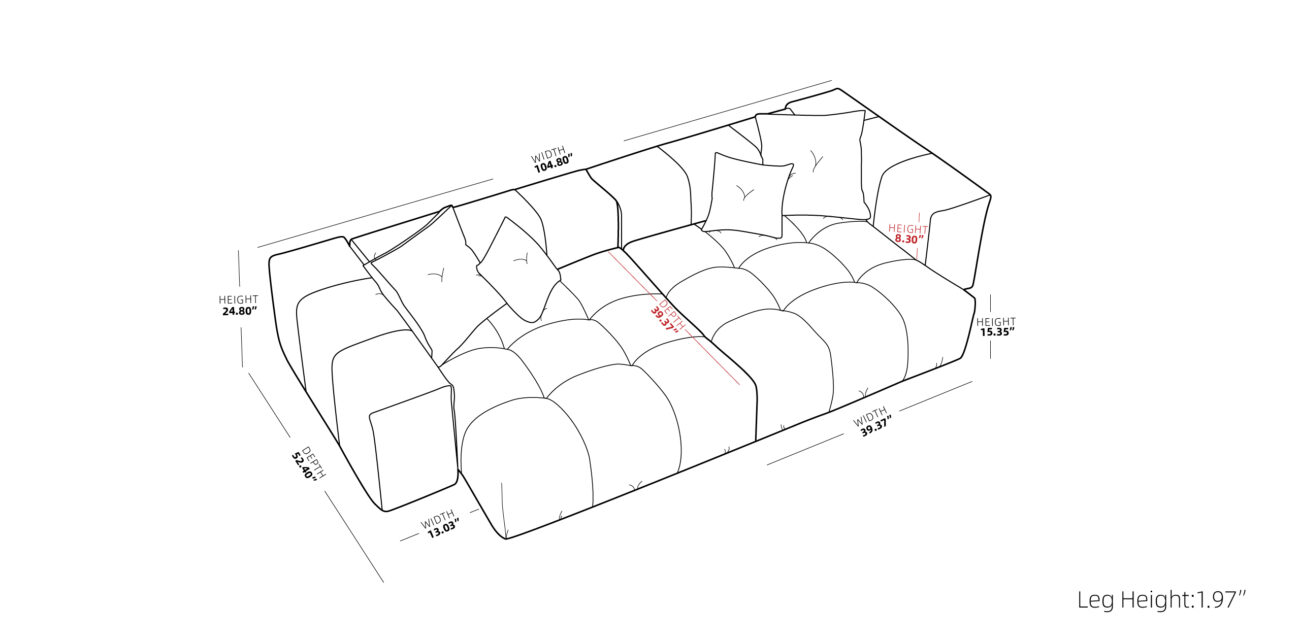 127 loveseat size 12.04