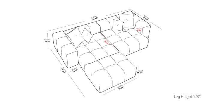 127 loveseat with ottoman size 12.04