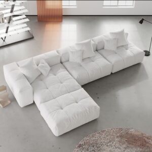 Pixel Classic | Three Seater Black Sofa With Ottoman L-Shaped