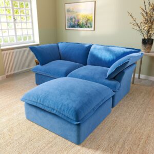 Sky Cloud Plus | 82.66″ Velvet Loveseat Sofa With Storage Ottoman