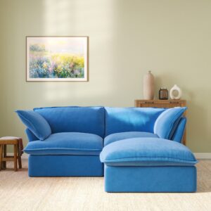 Sky Cloud Plus | 82.66″ Velvet Loveseat Sofa With Storage Ottoman