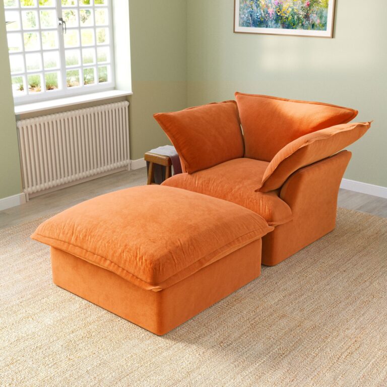 an orange chaise lounge couch