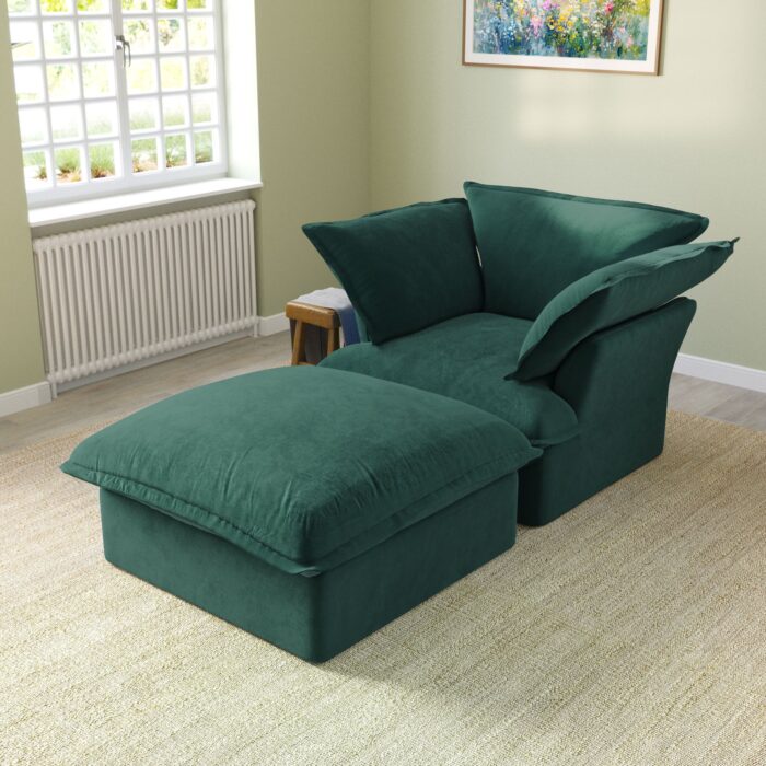 green chaise lounge sofa