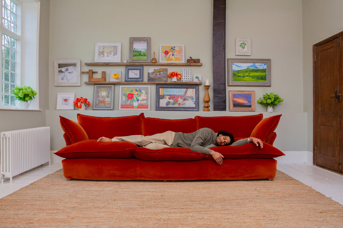 Ruby red sofa