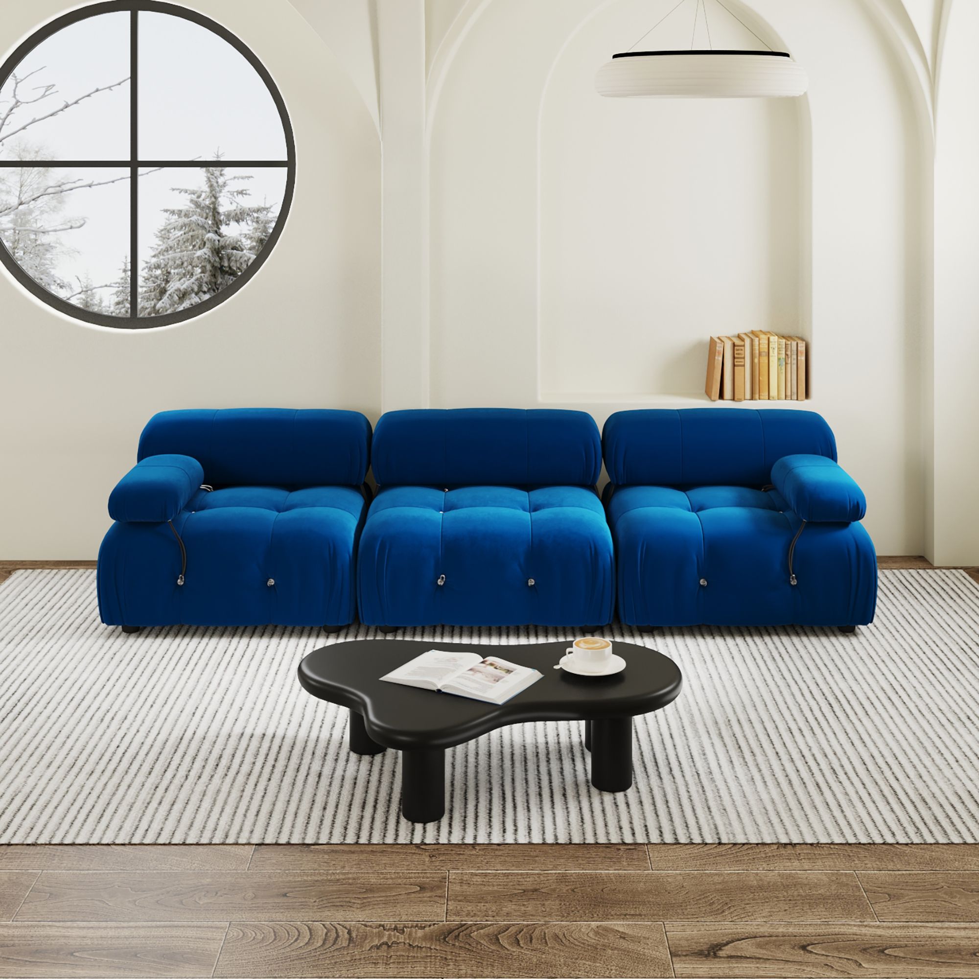 Urban Classic | 103.95″ 3-Seater Velvet Sectional Sofa With Removable Armrests