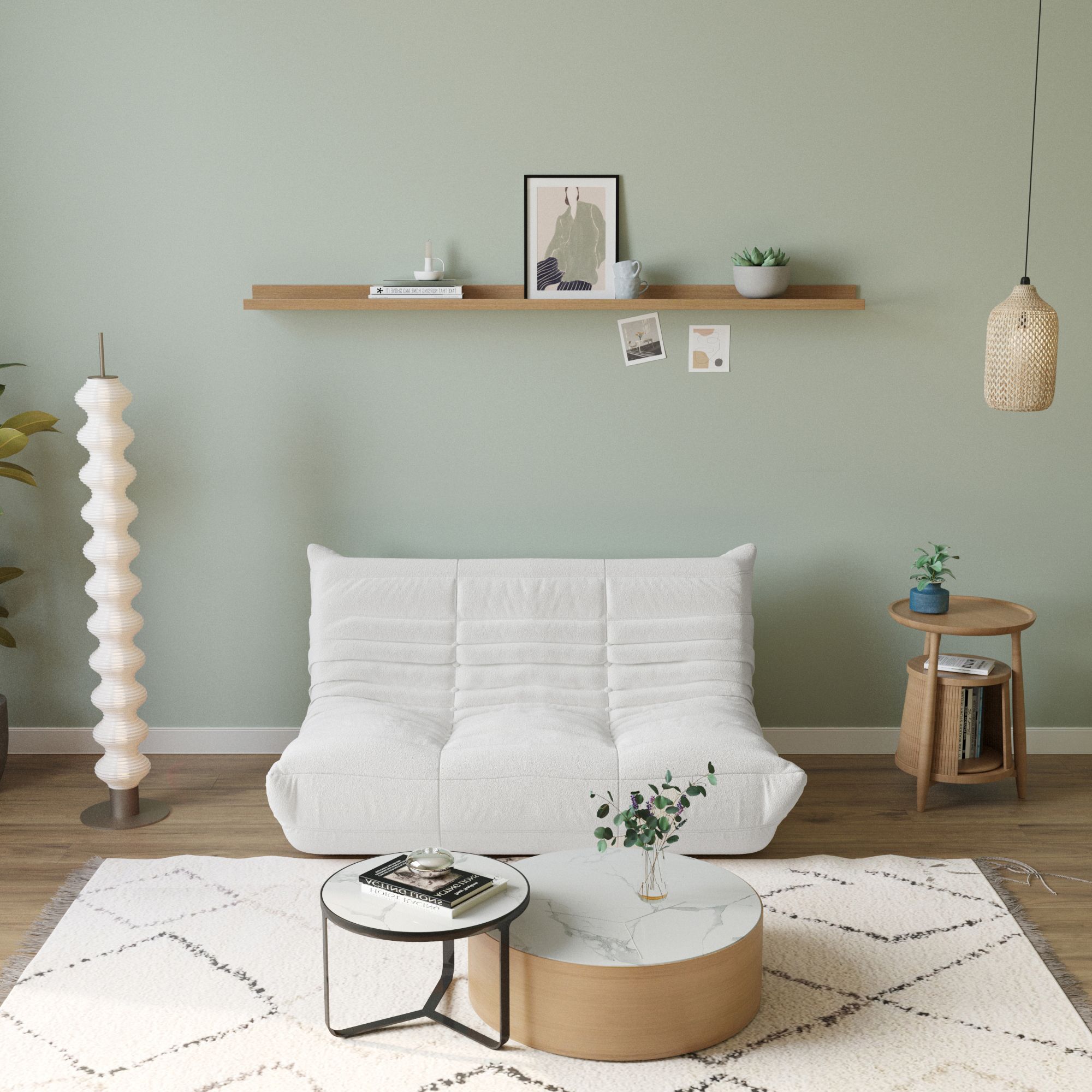 Caterpillar sofa in beige 2-seater sofa