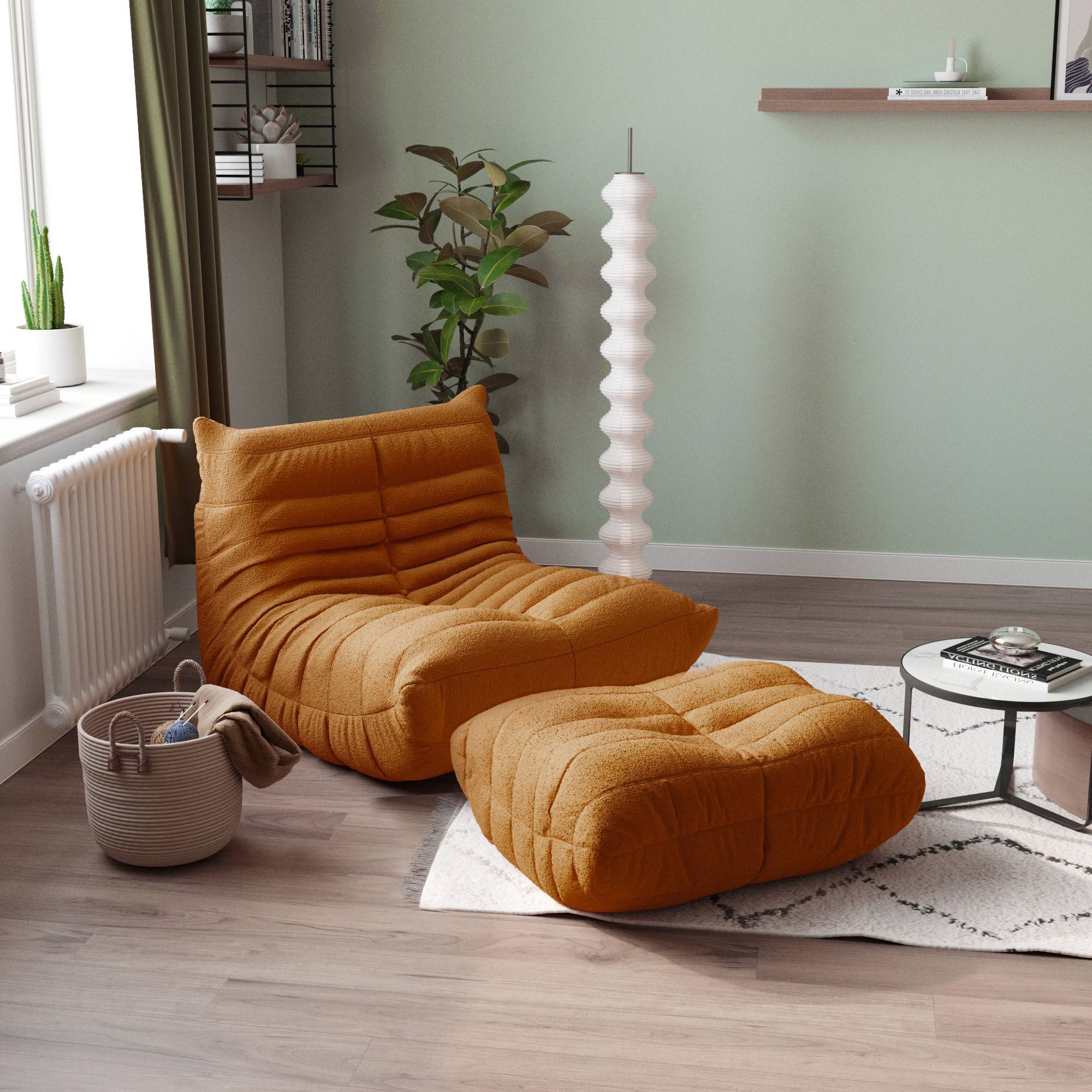 Caterpillar | Floor Sofa-Single Seat Set Teddy Velvet