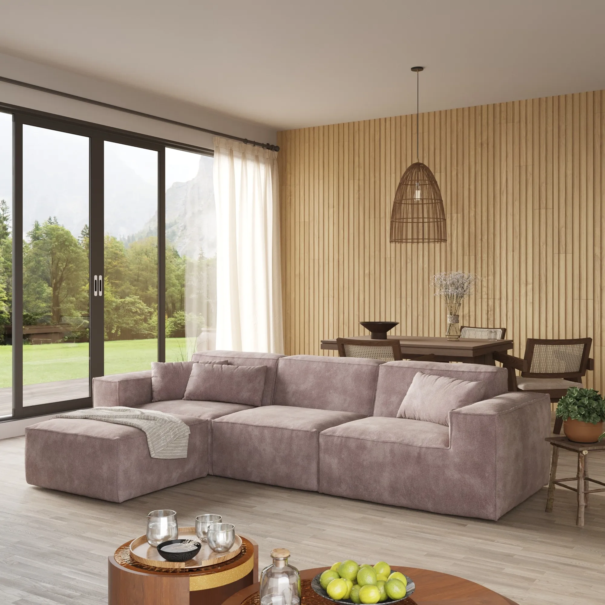 Urban Sectional Sofa | Modular Comfort Cloud Velvet Chaise Sectionals 4-Seaters