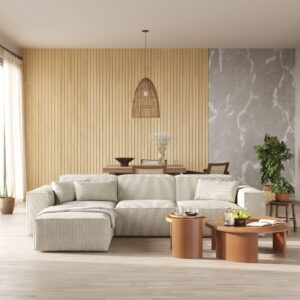 Urban Plus | 3-Seater Corduroy L-Shaped Modular Sectional Sofa Chaise