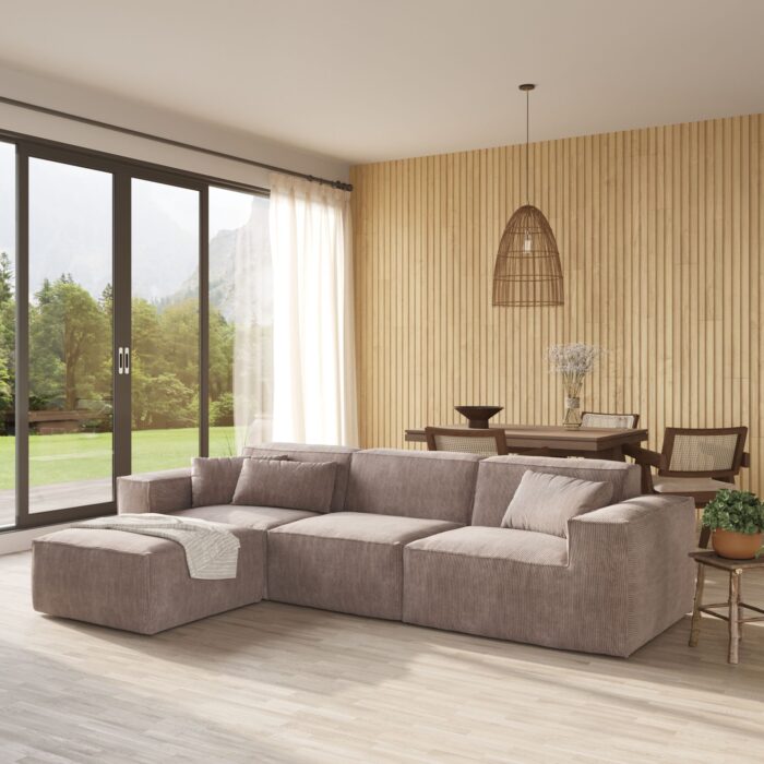 Vita Brown Corduroy Modular Sofa