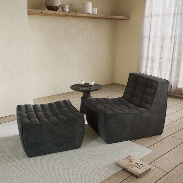 131BK-waffle single sofa with ottoman