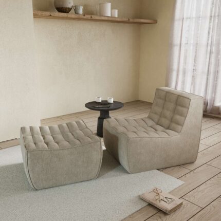 131KH-waffle single sofa with ottoman