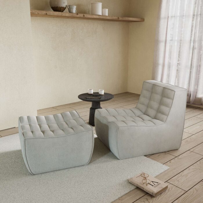 131LG-waffle single sofa with ottoman