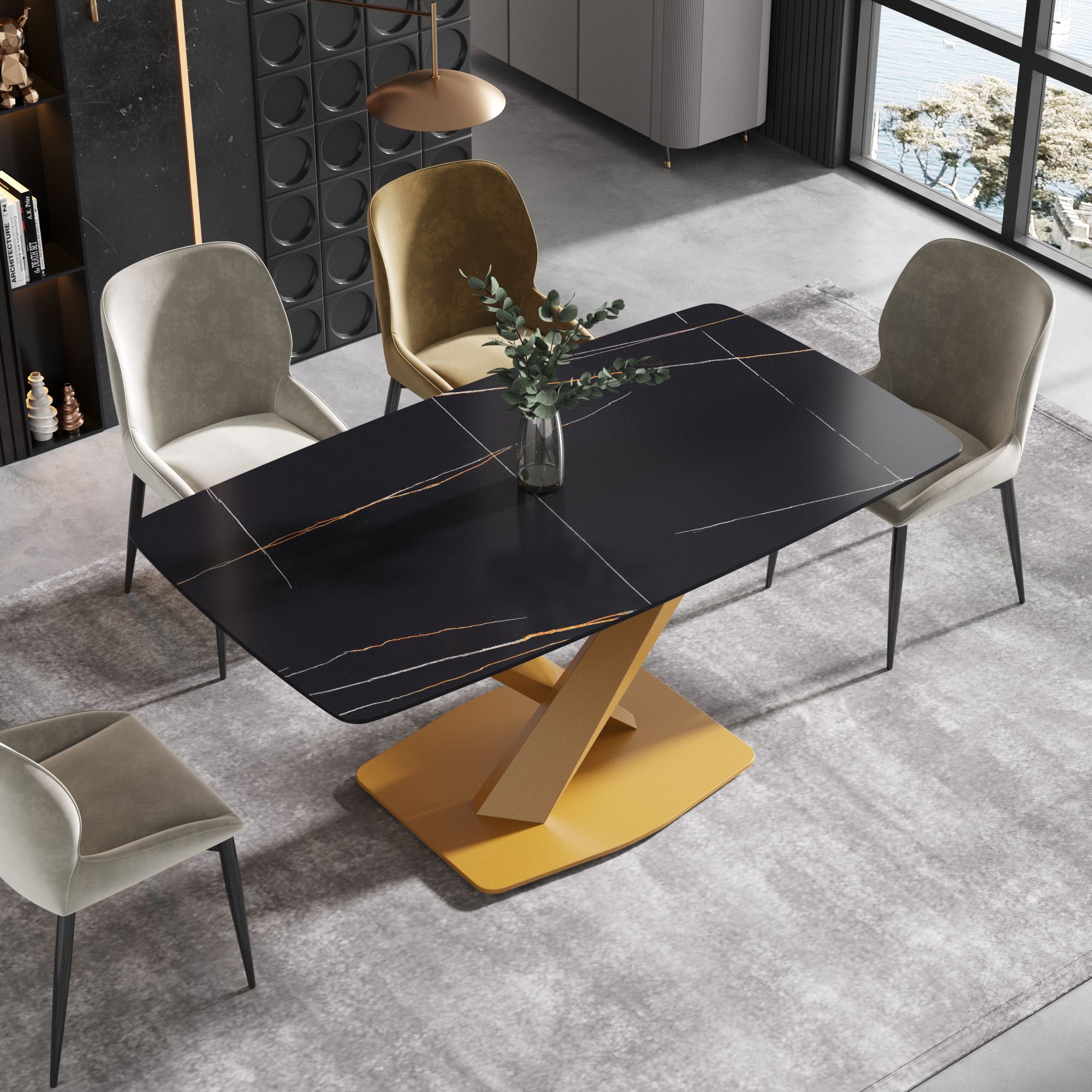 Lavina Curved Rectangular Dining Table