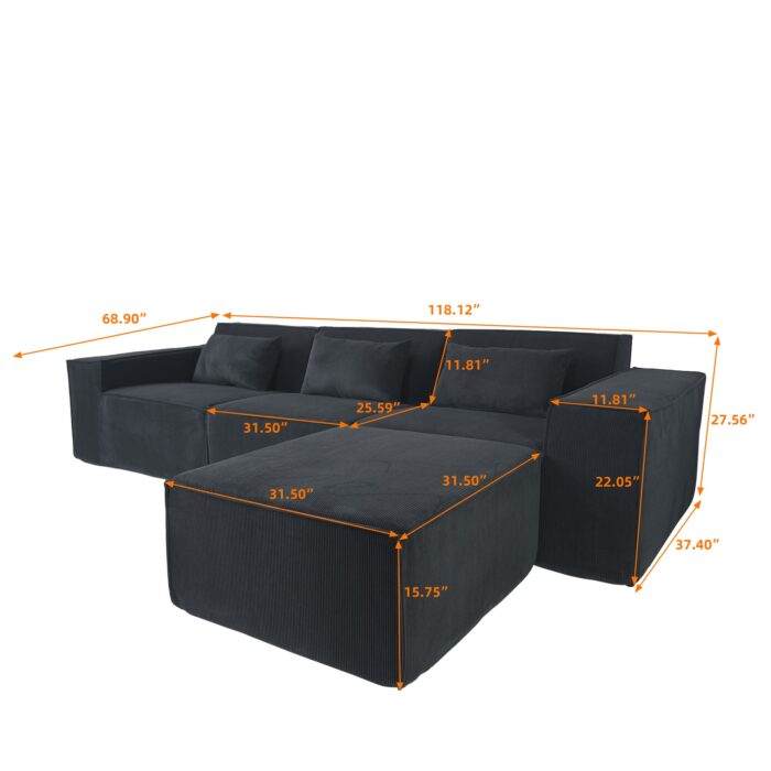 Vita 3-seater sofa size