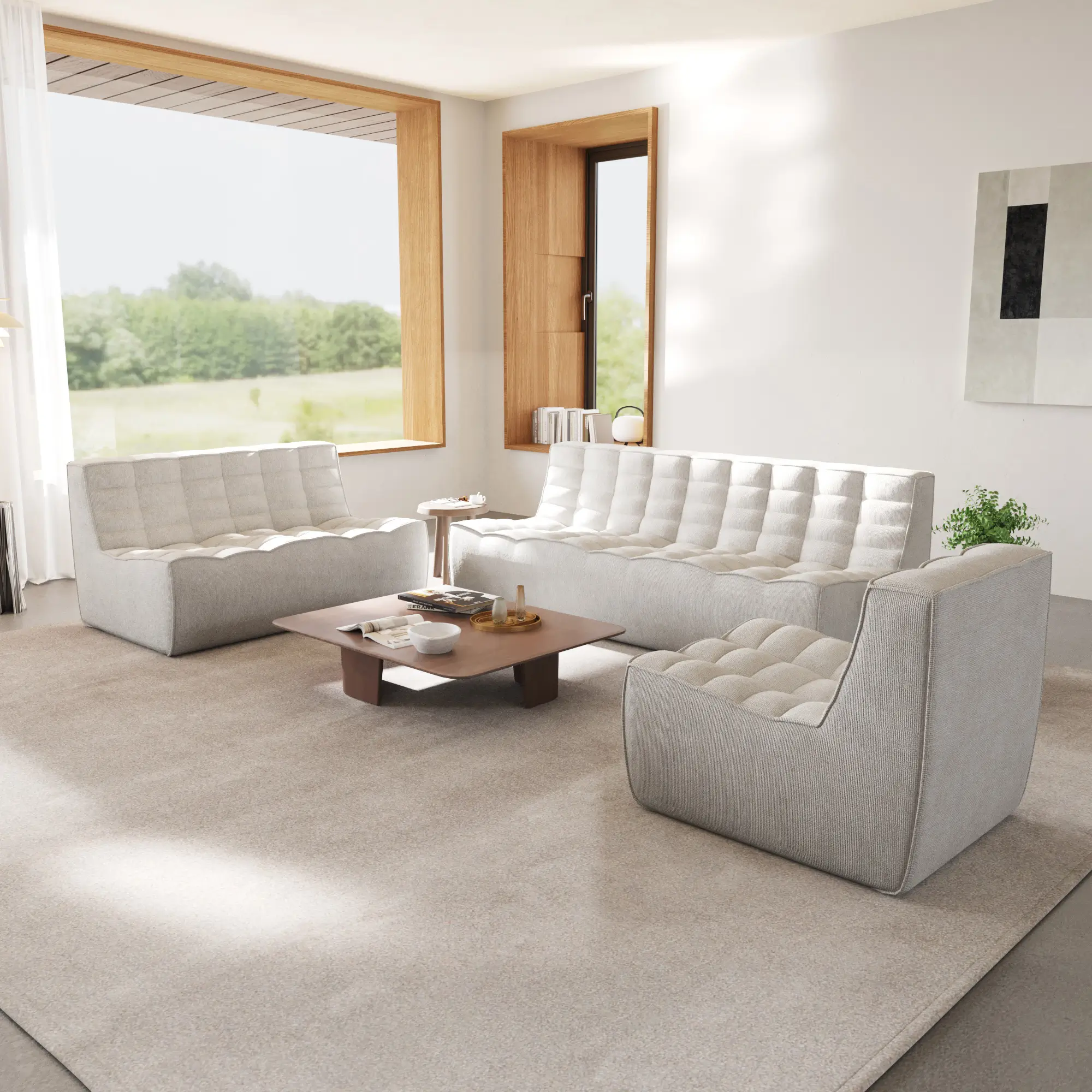 Cozy Comfort Waffle Sofa Sets 6-Seaters