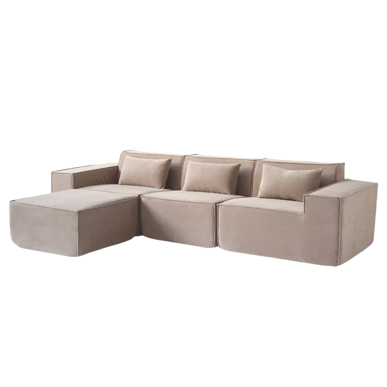 Modular Comfort Cloud Velvet Chaise Sectionals 4-Seaters