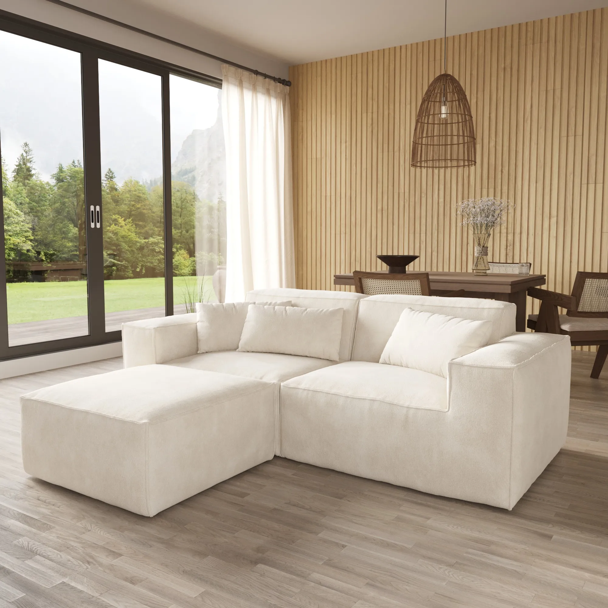 Urban Sectional Sofa | Cozy Compact Cloud Velvet L-Shaped Sectionals 3-Seaters